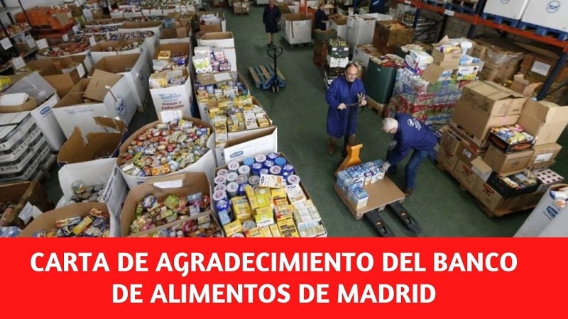 Carta de Agradecimiento del Banco de Alimentos de Madrid