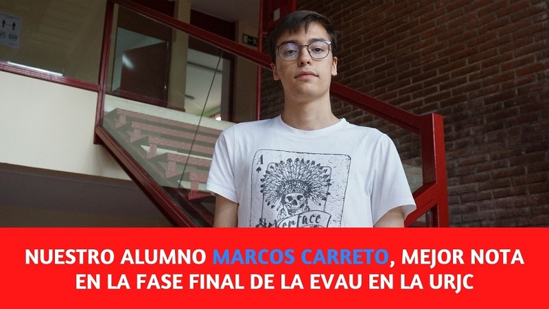 Marcos Carreto, mejor nota de la EvAU en la Universidad Rey Juan Carlos