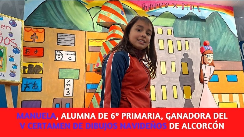 Manuela, de 6º Primaria, ganadora del V Certamen de Dibujos Navideños de Alcorcón